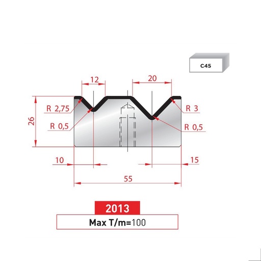 [2NTPLI_EUROSTAMP2013_1M] Matrice 2V type AMADA neuve ARROW référence 2013 Lg 415