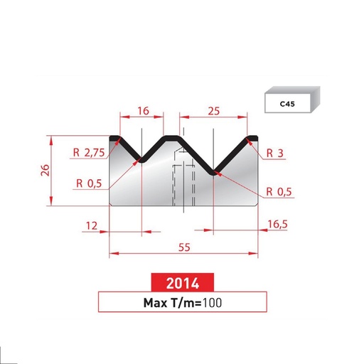 [2NTPLI_EUROSTAMP2014_1M] Matrice 2V type AMADA neuve ARROW référence 2014 Lg 415