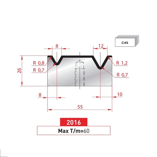 [2NTPLI_EUROSTAMP2016_1M] Matrice 2V type AMADA neuve ARROW référence 2016 Lg 415