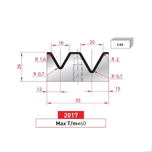 [2NTPLI_EUROSTAMP2017_1M] Matrice 2V type AMADA ARROW N°2017 Lg 415