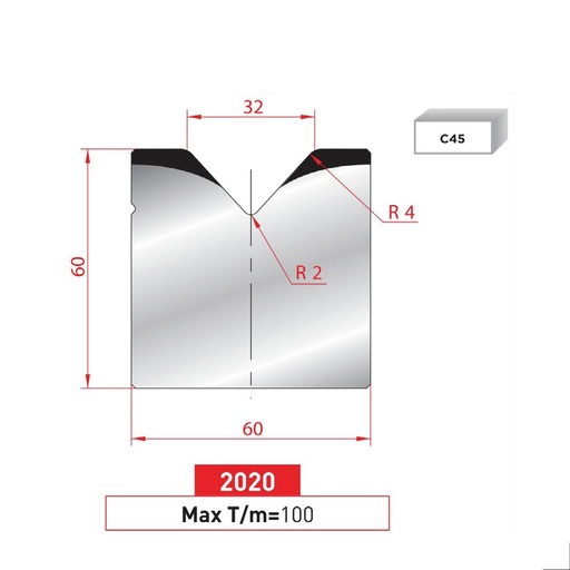 [2NTPLI_EUROSTAMP2020_1M] Matrice 1V type AMADA ARROW N°2020 Lg 415