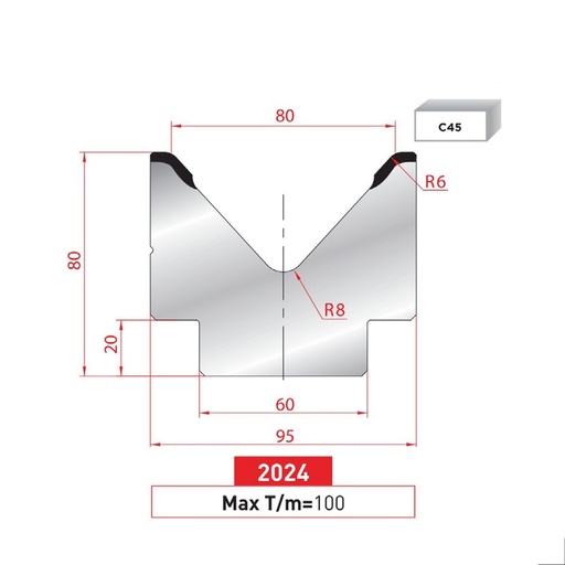[2NTPLI_EUROSTAMP2024_2F] Matrice 1V type AMADA ARROW N°2024 Lg 805 Fractionné