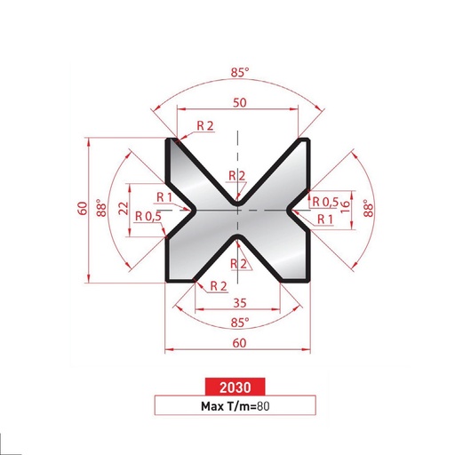 [2NTPLI_EUROSTAMP2030_1M] Matrice 4V type AMADA neuve ARROW référence 2030 Lg 415