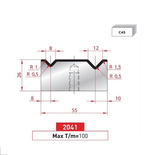 [2NTPLI_EUROSTAMP2041_1M] Matrice 2V type AMADA neuve ARROW référence 2041 Lg 415