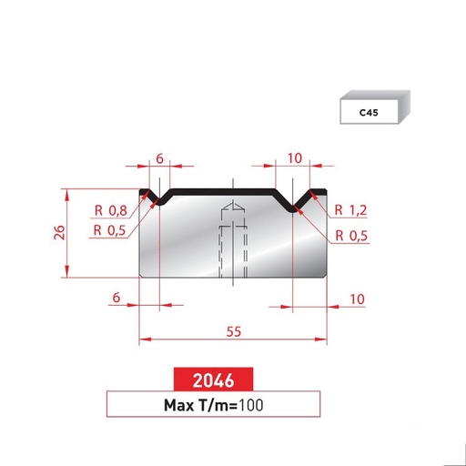 [2NTPLI_EUROSTAMP2046_1M] Matrice 2V type AMADA ARROW N°2046 Lg 415