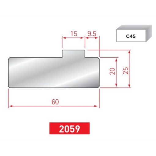 [2NTPLI_EUROSTAMP2059_1M] Support matrice 2V autocentrée type AMADA neuf ARROW référence 2059 Lg 410