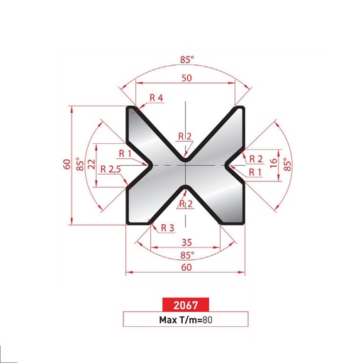 [2NTPLI_EUROSTAMP2067_1M] Matrice 4V type AMADA ARROW N°2067 Lg 415