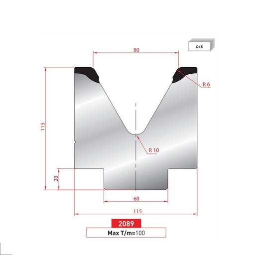 [2NTPLI_EUROSTAMP2089_1M] Matrice 1V type AMADA neuve ARROW référence 2089 Lg 415